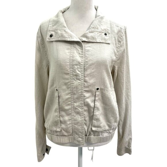 prAna Hemp Blend Snap Button Lightweight Jacket Neutral Beige size Small - Picture 1 of 7